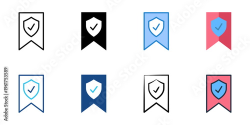 Tamper proof seal icons set multiple style collection. Editable stroke 

