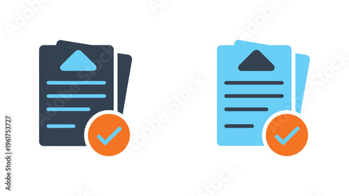 Document approval vector icons, line, glyph and solid styles, logo template, blue icon set, clipart, website icon, approval process, business workflow and management concept.
