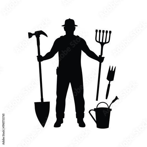 gardener with tools flat style (5).eps