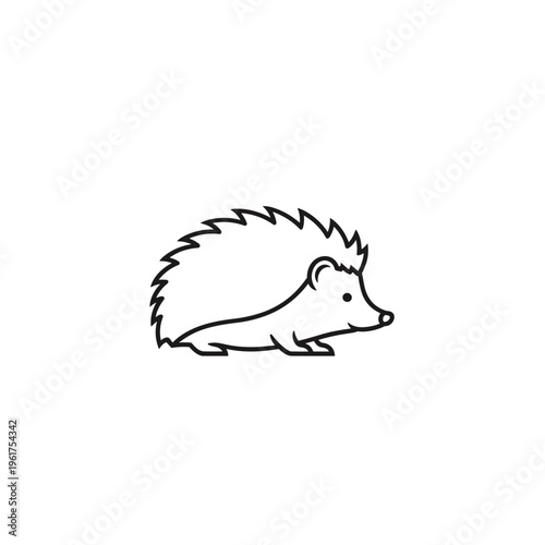 Hedgehog profile line art drawing.