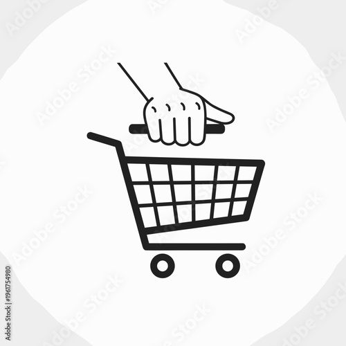 Hand Holding Shopping Cart Icon.