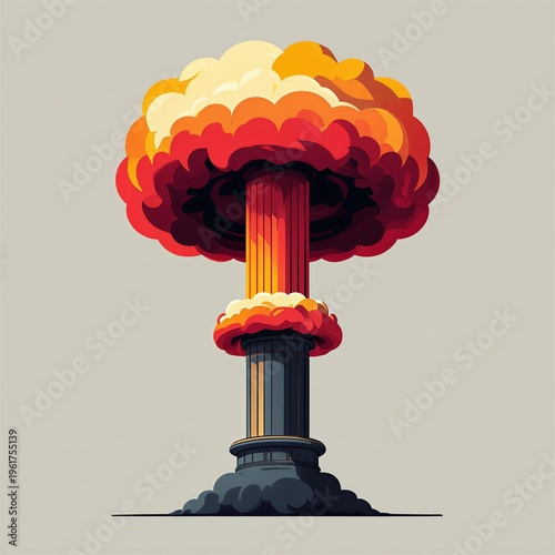 Atomic Bomb Explosion with Mushroom Cloud – Nuclear Blast Concept Background