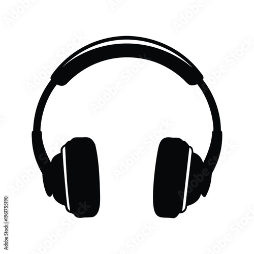 Modern headphones sleek design for immersive audio experience silhouette vector illustration, overear headphones silhouette vector illustration