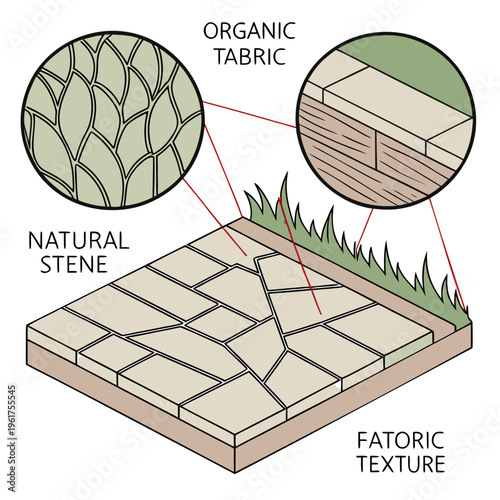 A diagram of a patio made of natural stone pavers