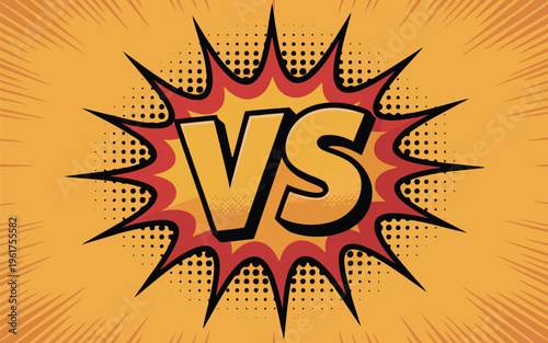 Iconic VS symbol bursts from a dramatic red comic speech bubble with halftone dots and radial lines