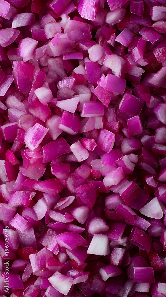 Obraz premium Diced Red Onion Freshly Cut and Ready to Use
