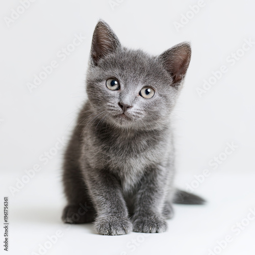 grey kitten on a white background