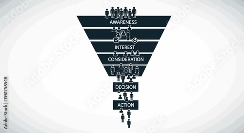 Marketing funnel stages awareness interest consideration decision action