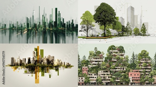 Sustainable urban landscape with green architecture