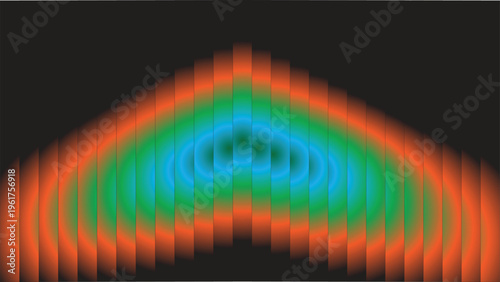 Neon Color Sound Wave Dome on Dark Background

