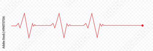 Heart beat graph, heartbeat red line vector, pulse red vector, EKG cardio line red vector illustration isolated on white background. Vector Illustration . EPS 10 .