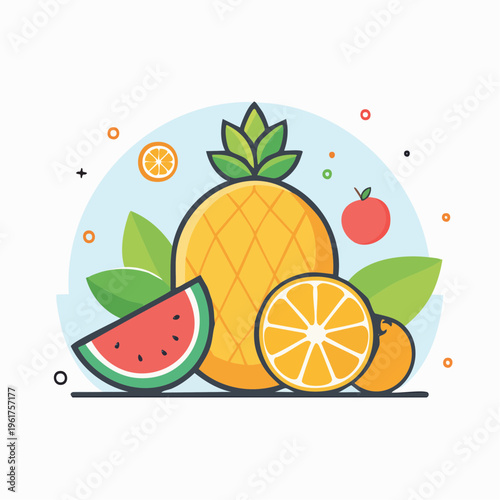 Vibrant assortment of fresh, juicy fruits illustration concept, perfect for healthy eating designs and summer themes