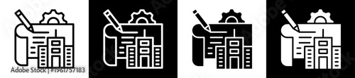 Urban Planning Icon Set In Black And White Filled Style Collection 
