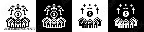 Housing Investment Icon Set In Black And White Filled Style Collection 