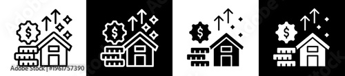 Property Assets Icon Set In Black And White Filled Style Collection 