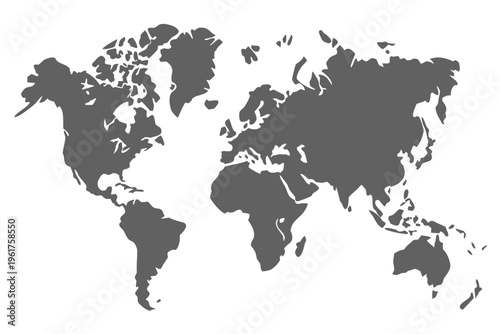World map silhouette - gray continents