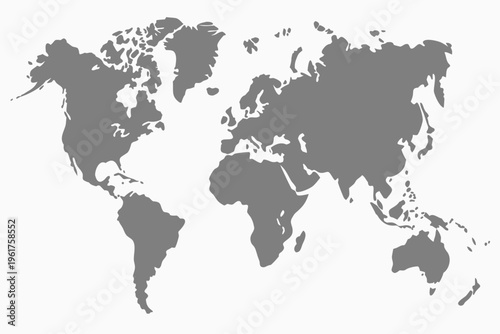 World map silhouette - gray continents