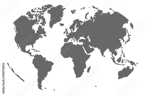 World map silhouette - gray continents