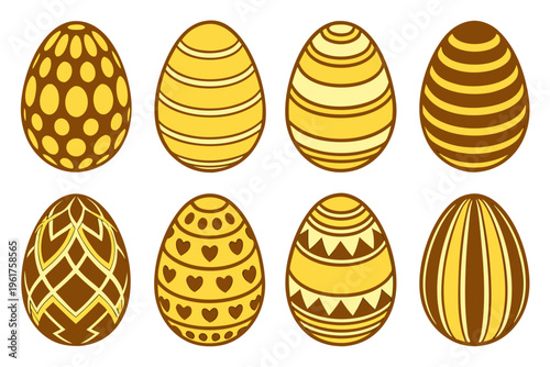 Decorative easter eggs - yellow and brown patterns