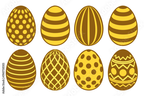 Decorative easter eggs - yellow and brown patterns