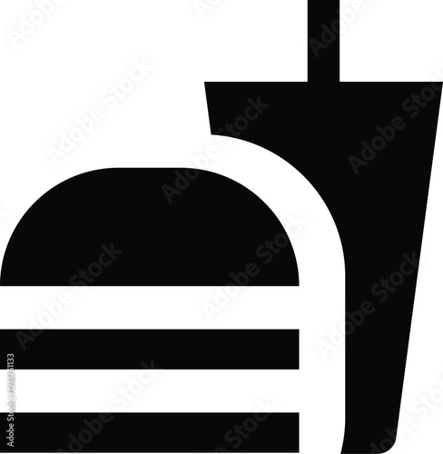 Minimalist fast food burger and soda icon vector