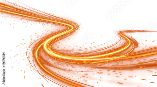 Glowing orange energy trails with speed lines isolated on transparent background