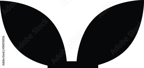 Minimalist black bunny ears or leaf icon vector