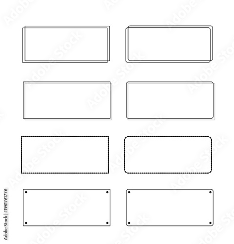 細い線のシンプルなフレームセット｜ミニマル・角丸・点線・影付きデザイン素材