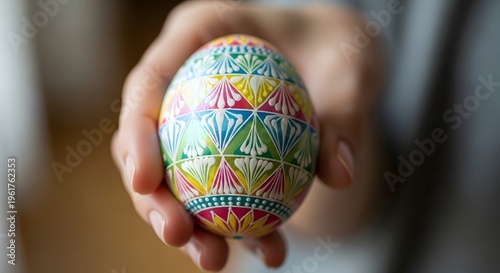 Vibrant easter egg in hand