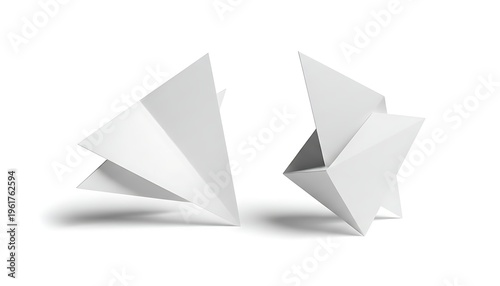 Free Download Two white origami-like 3D geometric shapes - GFXLoad