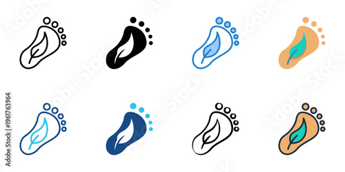 Carbon footprint icons set multiple style collection. Editable stroke 

