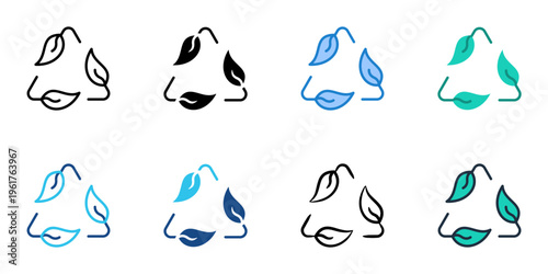 Recyclable package icons set multiple style collection. Editable stroke 
