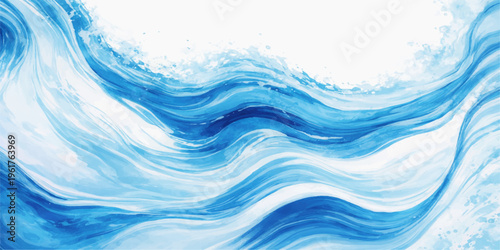 Abstract waves of water in shades of blue. The water’s graceful movements evokes a sense of tranquility.