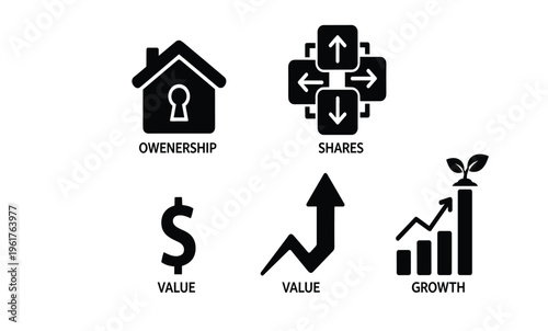 Business Investment Growth Finance Icons.