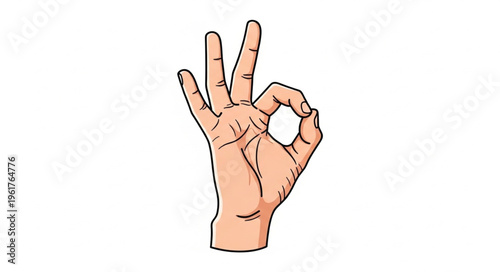 Hand Gesture - Okay Sign with Fingers Extended, Expressing Approval.