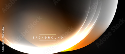 Abstract design features smooth curves, warm colors. Gradient blends white, orange, brown tones. Modern background suitable for various projects.