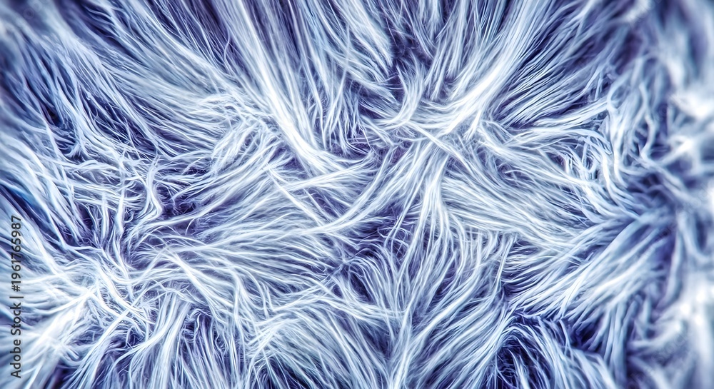 Obraz premium Abstract Macro Texture of Glowing Blue and White Organic Fiber Strands and Energy Flow