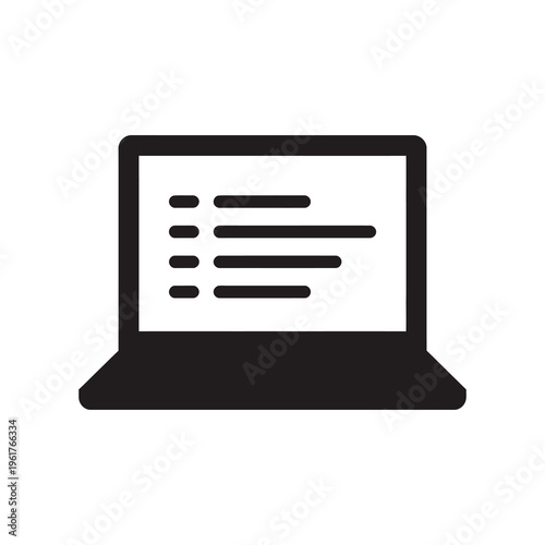 Vector of a laptop displaying a list on its screen with a minimalistic design
