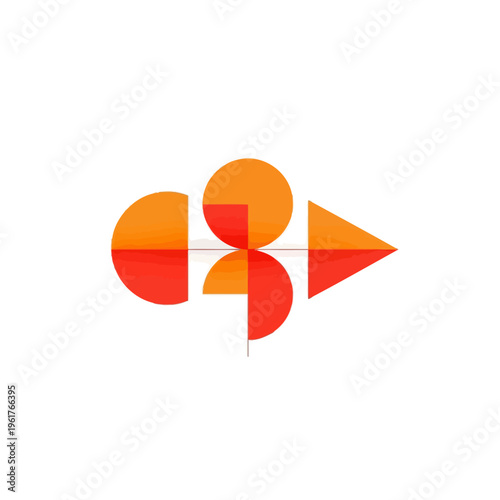 Free Download Abstract Geometric Logo Design with Orange and Red Minimalist Shapes on White Background - Stylized Arrow Movement and Progress Concept - GFXLoad