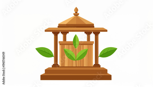 Tulsi Vrundavan or Traditional Indian Gazebo Vector Illustration vector.