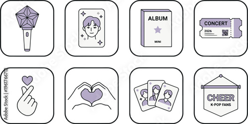 K-Pop Fandom and Concert Fan Kit Sticker Collection
