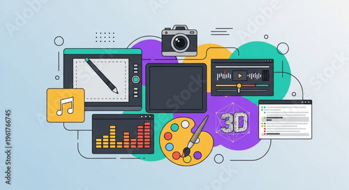 Creative Tools and Software - A Digital Artists Toolkit Illustration.