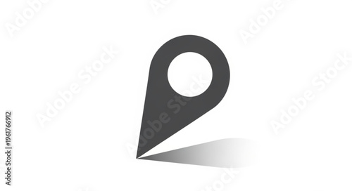 Simple Gray Location Pin Icon with Subtle Shadow Effect.