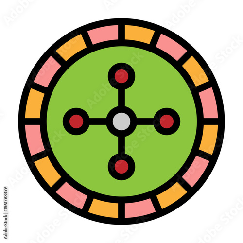 Casino Wheel Vector Filled Icon Design