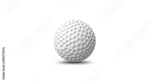 Single realistic white golf ball with professional dimpled texture and subtle soft drop shadow, isolated on a clean white background, three-dimensional sports equipment illustration.