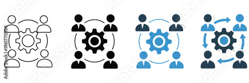 Stakeholder collaboration vector icons, design, business, teamwork, communication, partnership and project management concept, vector illustration.