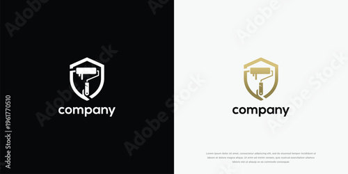 Modern Paint Roller Shield Logo for Painting and Home Improvement Services