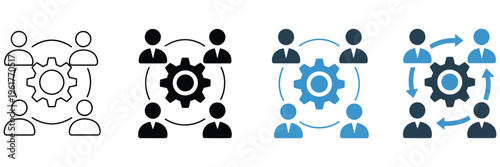 Stakeholder collaboration vector icons, design, business, teamwork, communication, partnership and project management concept, vector illustration.