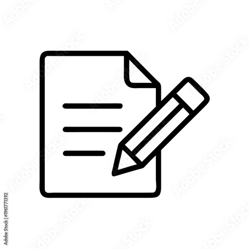 Document with pencil icon simple line art for writing editing or note taking symbol