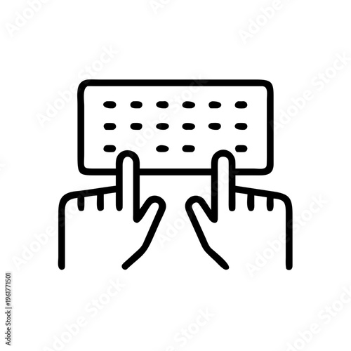 Hands typing on keyboard icon, input and data entry concept, technology and interaction symbol